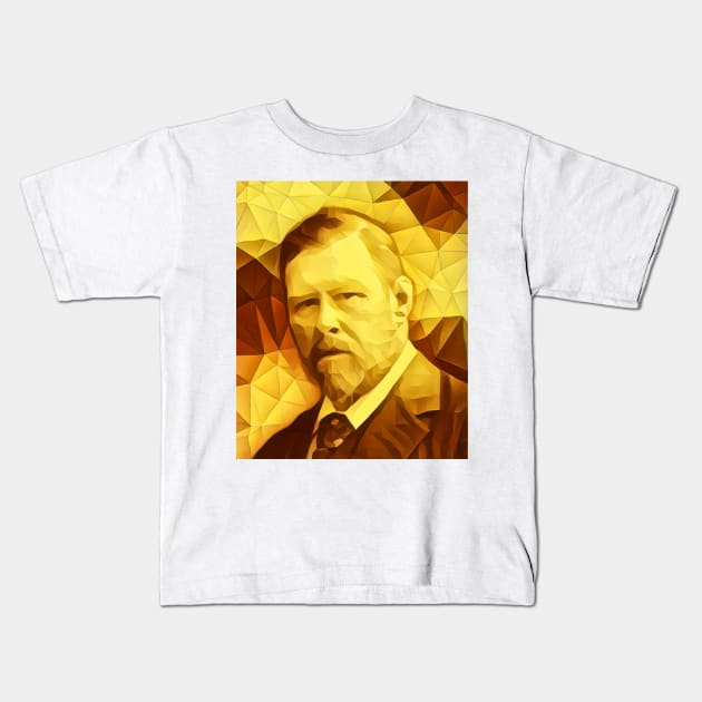 Bram Stoker Golden Portrait | Bram Stoker Artwork 11 Kids T-Shirt by JustLit